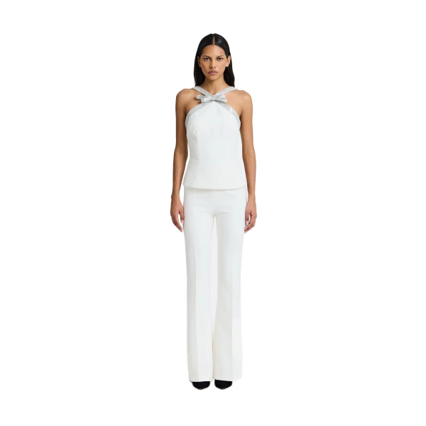 Safiyaa Dienna Embroidered Top in Ivory | Tops | Luxury Shoes 