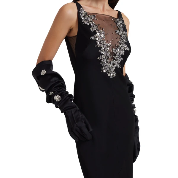 Safiyaa Elda Gloves in Black with Crystal | Gloves | Luxury Shoes 