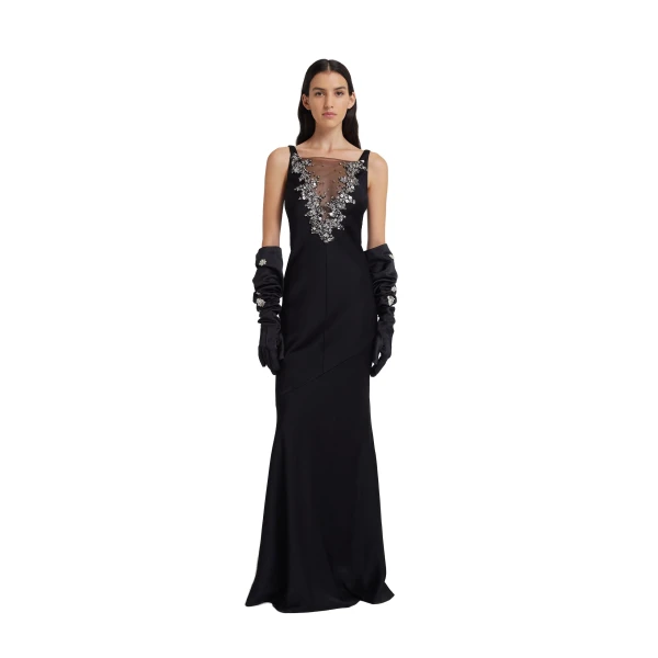 Safiyaa Elda Gloves in Black with Crystal | Gloves | Luxury Shoes 