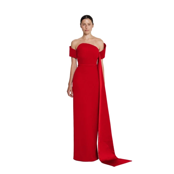 Safiyaa Giorgia Long Dress in Dazzling Red | Maxi Dresses | Luxury Shoes 