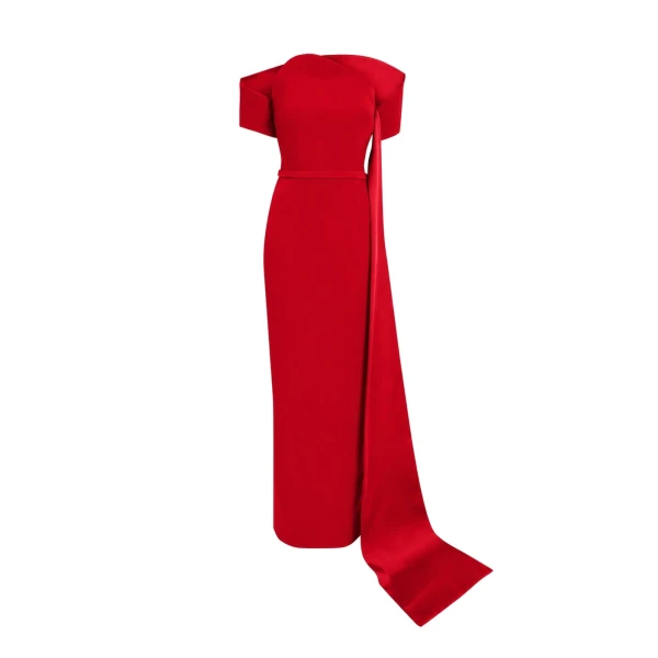 Safiyaa Giorgia Long Dress in Dazzling Red | Maxi Dresses | Luxury Shoes 