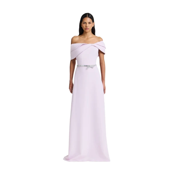 Safiyaa Jahna Embroidered Long Dress in Lilac Snow | Maxi Dresses | Luxury Shoes 