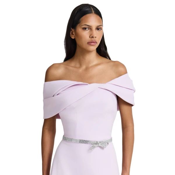 Safiyaa Jahna Embroidered Long Dress in Lilac Snow | Maxi Dresses | Luxury Shoes 