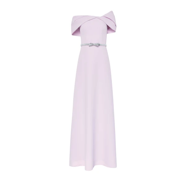 Safiyaa Jahna Embroidered Long Dress in Lilac Snow | Maxi Dresses | Luxury Shoes 