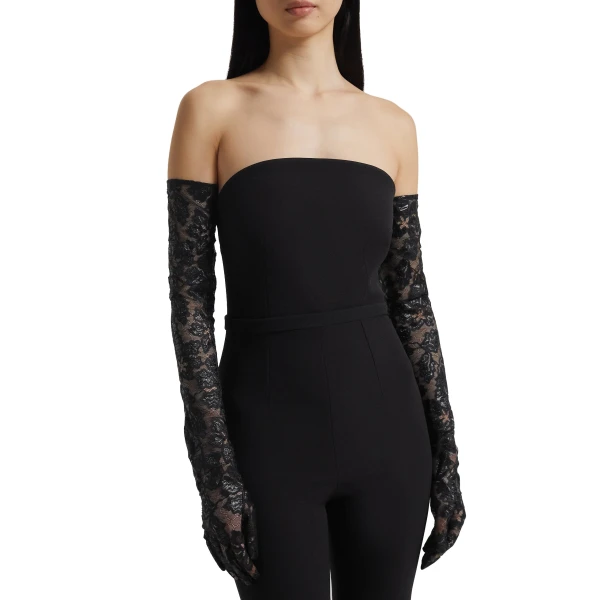 Safiyaa Long Gloves in Black Lace | Gloves | Luxury Shoes 