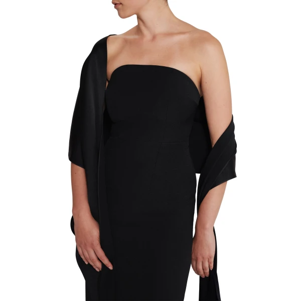 Safiyaa Long Shawl Scarf in Black | Scarves | Luxury Shoes 