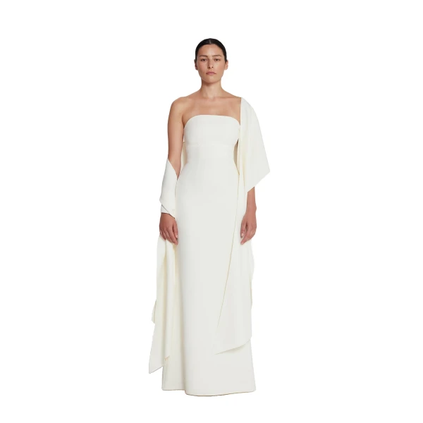 Safiyaa Long Shawl Scarf in Ivory | Scarves | Luxury Shoes 