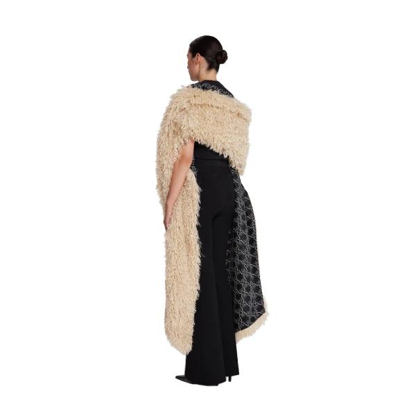 Safiyaa Long Shawl Scarf in Stone | Scarves | Luxury Shoes 