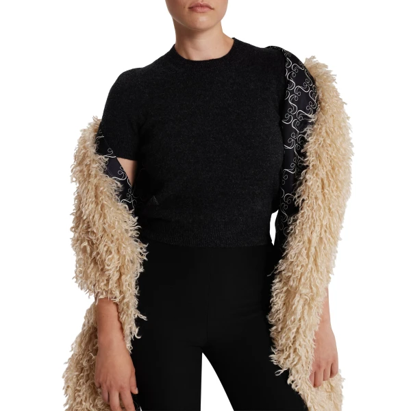 Safiyaa Long Shawl Scarf in Stone | Scarves | Luxury Shoes 