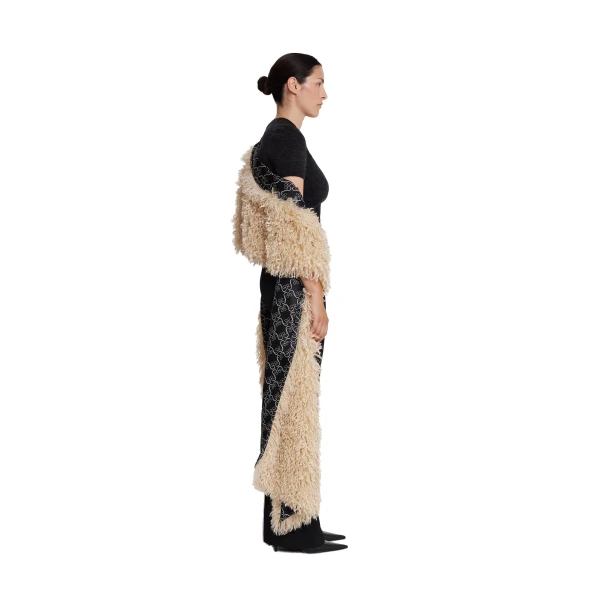 Safiyaa Long Shawl Scarf in Stone | Scarves | Luxury Shoes 