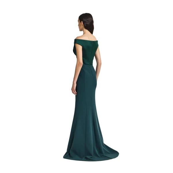 Safiyaa Merissa Long Dress in Darkest Spruce | Maxi Dresses | Luxury Shoes 