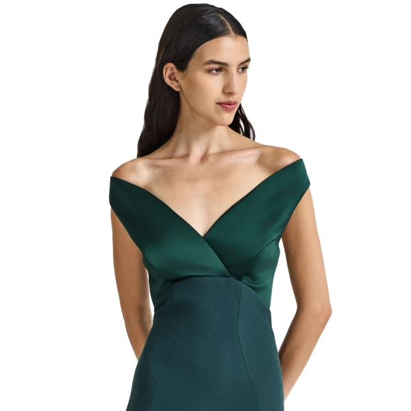 Safiyaa Merissa Long Dress in Darkest Spruce | Maxi Dresses | Luxury Shoes 