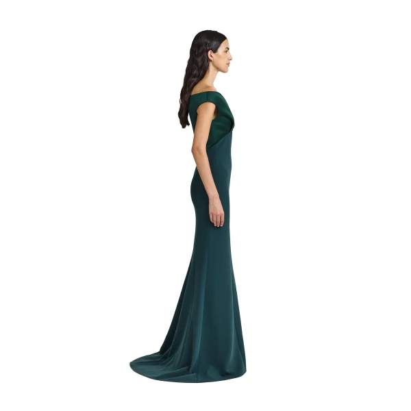 Safiyaa Merissa Long Dress in Darkest Spruce | Maxi Dresses | Luxury Shoes 