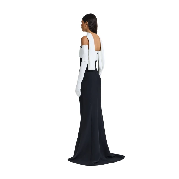 Safiyaa Roshana Long Dress in Ivory and Black | Maxi Dresses | Luxury Shoes 