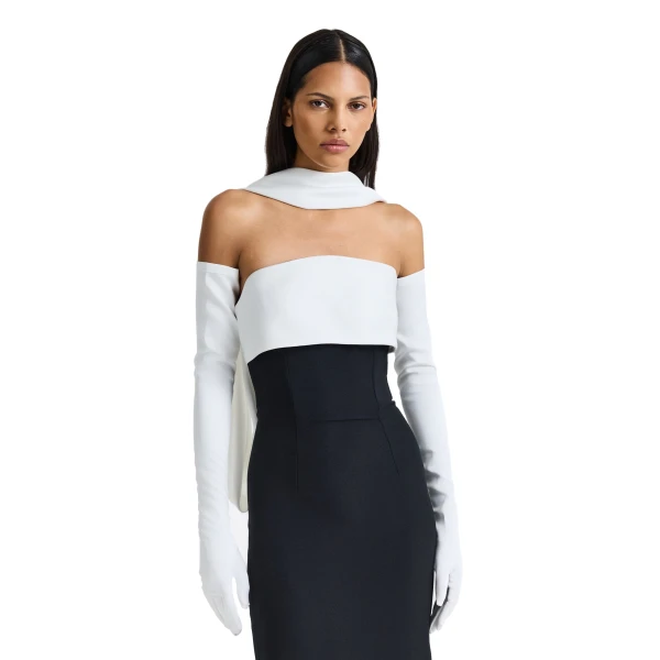 Safiyaa Roshana Long Dress in Ivory and Black | Maxi Dresses | Luxury Shoes 