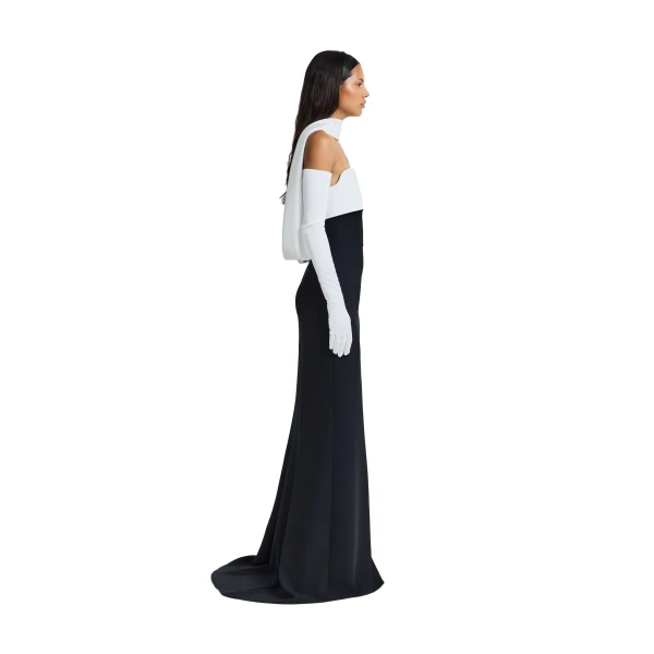 Safiyaa Roshana Long Dress in Ivory and Black | Maxi Dresses | Luxury Shoes 