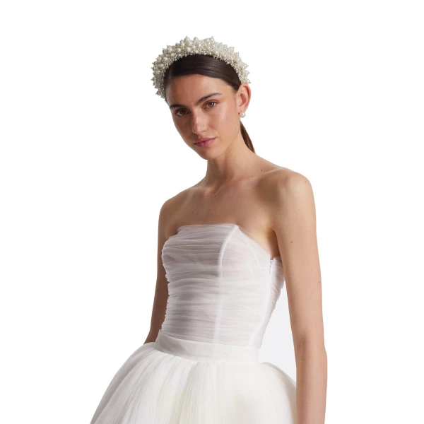 Safiyaa Sarrah Pearl Headband | Hair Accessories | Luxury Shoes 