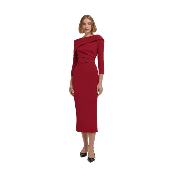 Safiyaa Vera Midi Dress in Rhubarb | Midi Dresses | Luxury Shoes 