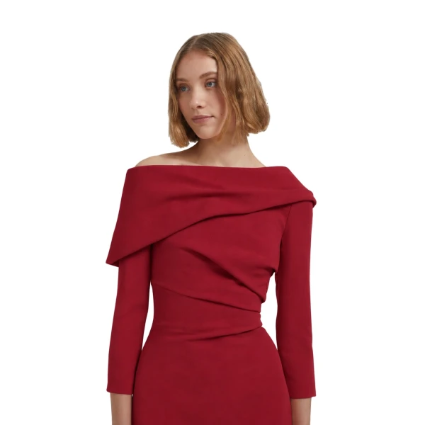 Safiyaa Vera Midi Dress in Rhubarb | Midi Dresses | Luxury Shoes 