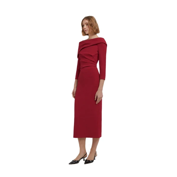 Safiyaa Vera Midi Dress in Rhubarb | Midi Dresses | Luxury Shoes 