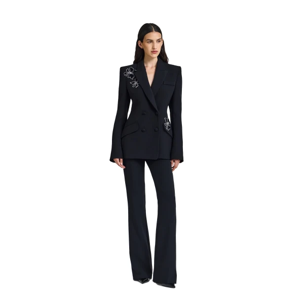Safiyaa Wynnie Embroidered Jacket in Black | Jackets | Luxury Shoes 