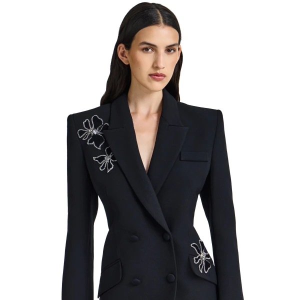 Safiyaa Wynnie Embroidered Jacket in Black | Jackets | Luxury Shoes 
