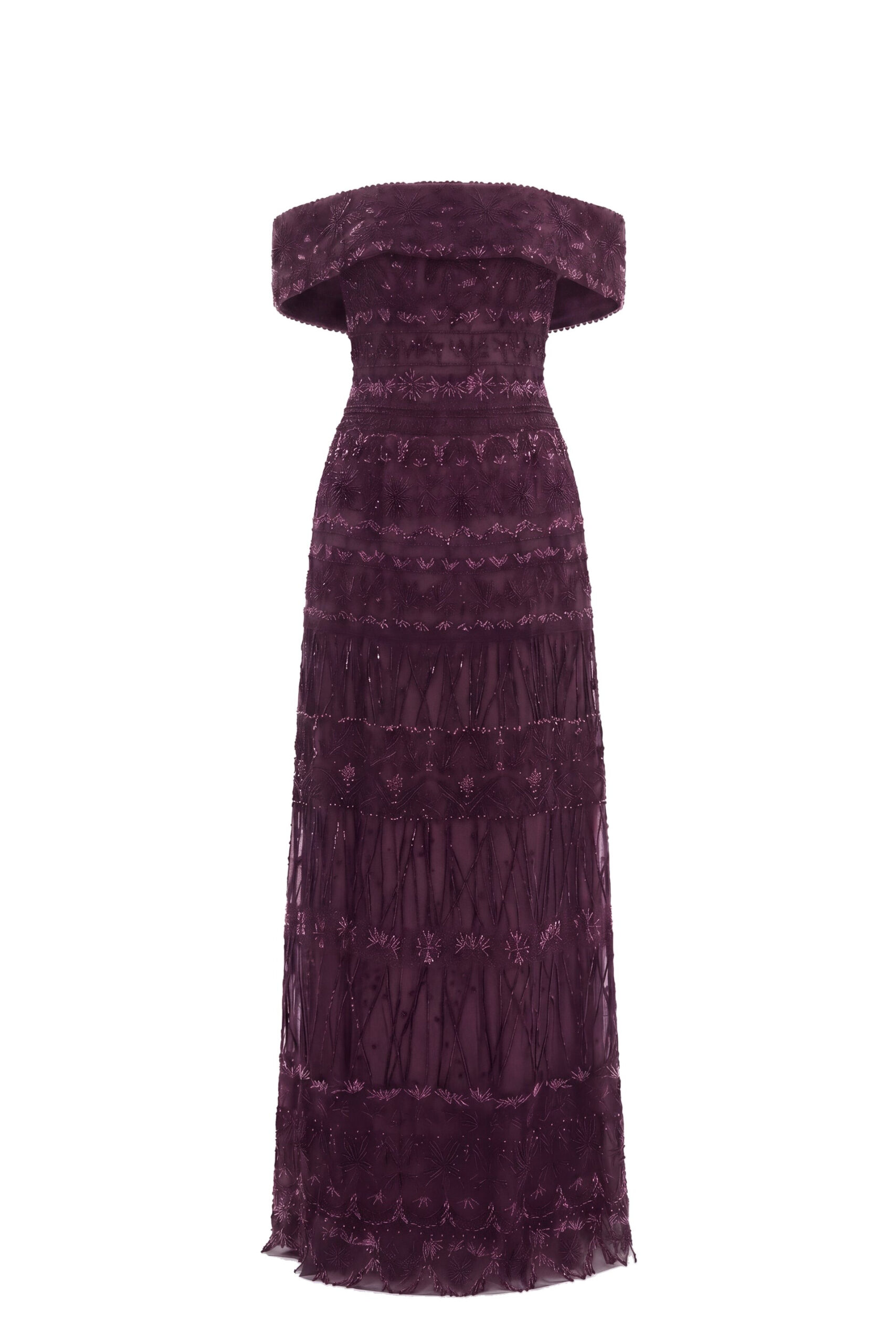 Saiid Kobeisy Beaded Tulle Dress in Italian Plum Saiid Kobeisy Beaded Tulle Dress in Italian Plum