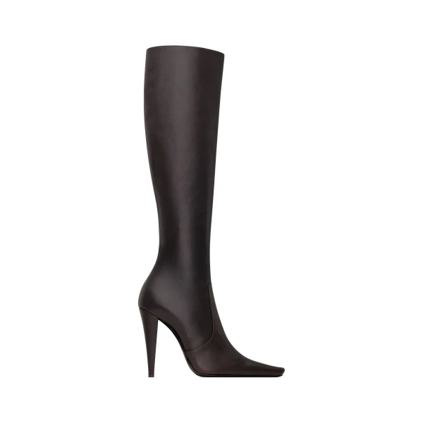 Brown Saint Laurent 77 Boots in Smooth Leather, Brown | Boots