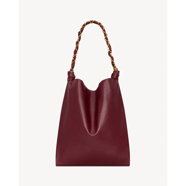 Red Saint Laurent Amalia in Smooth Leather, Deep Raspberry, view 4 | Shoulder & Crossbody Bags