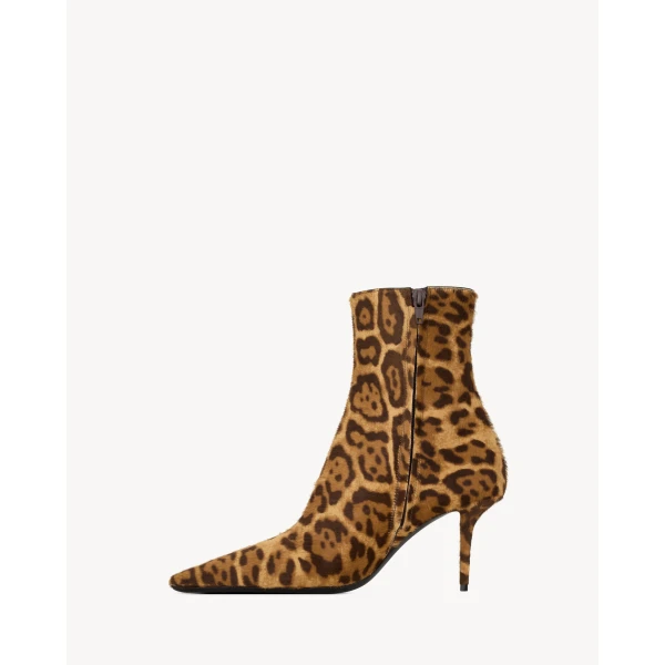 Multicolour Saint Laurent Ashley Booties in Pony Hair Leather, view 3 | Boots