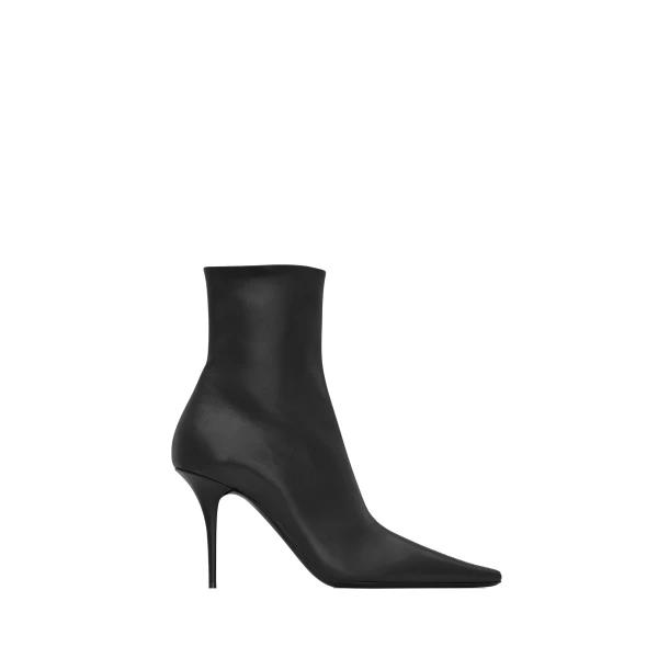 Black Saint Laurent Ashley Booties in Smooth Leather, Black, 90 mm | Boots
