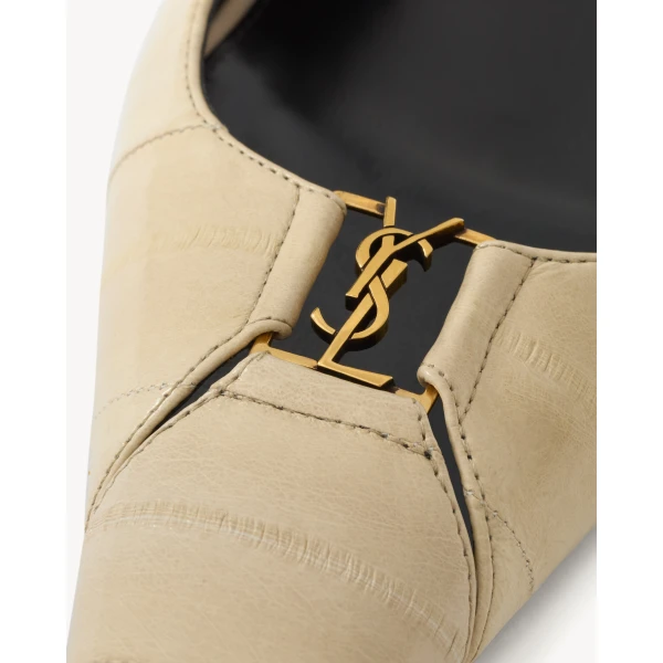 Ivory Saint Laurent Babylone Breteuil Slingback Pumps in Hagfish, Ivory, view 4 | Heels
