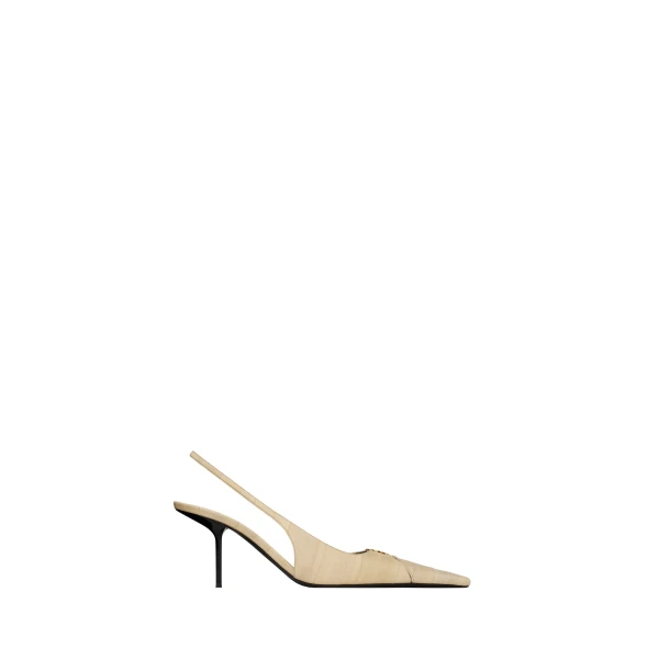 Ivory Saint Laurent Babylone Breteuil Slingback Pumps in Hagfish, Ivory | Heels