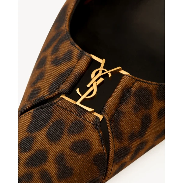 Multicolour Saint Laurent Babylone Breteuil Slingback Pumps in Leopard Grosgrain, Leopard, 75 mm, view 4 | Heels