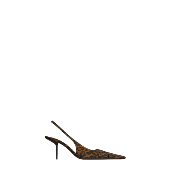 Babylone Breteuil Slingback Pumps in Leopard Grosgrain, Leopard, 75 mm