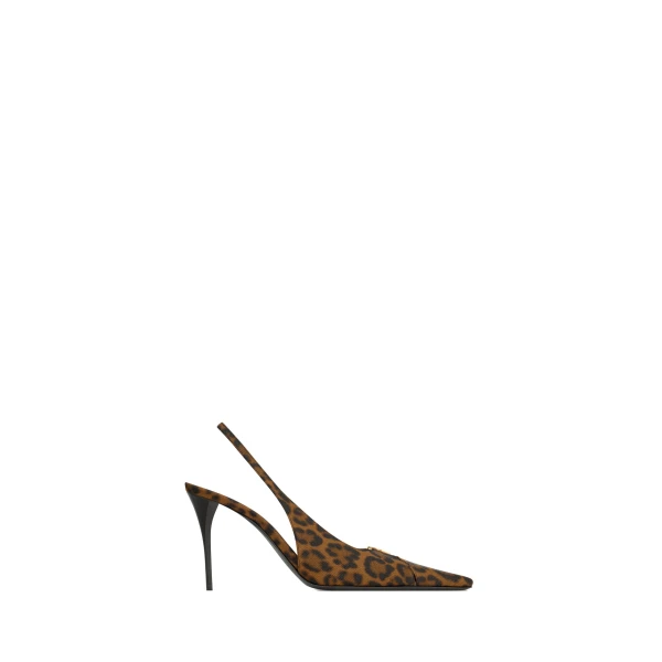Babylone Breteuil Slingback Pumps in Leopard Grosgrain, Leopard, 90 mm