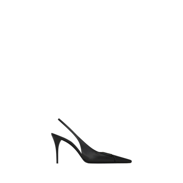 Babylone Breteuil Slingback Pumps in Smooth Leather, Black, 90 mm