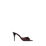 Red Saint Laurent Babylone Mules in Smooth Leather, Burgundy | Mules