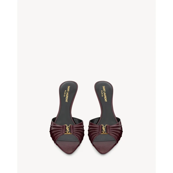 Red Saint Laurent Babylone Mules in Smooth Leather, Vintage Bordeaux, view 2 | Mules