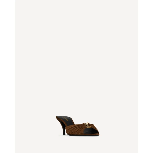 Brown Saint Laurent Babylone Mules in Suede, view 3 | Mules