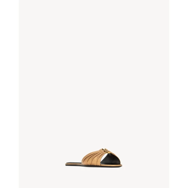 Metallic Saint Laurent Babylone Sandals in Metallic Leather, view 3 | Sandals