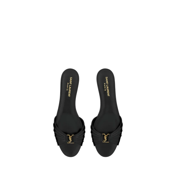 Black Saint Laurent Babylone Sandals in Smooth Leather, Black, Spring Summer 2026 | Sandals