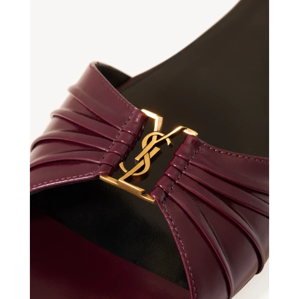 Red Saint Laurent Babylone Sandals in Smooth Leather, Vintage Bordeaux, view 4 | Sandals