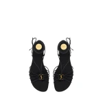 Black Saint Laurent Babylone Sandals with Laces in Smooth Leather | Sandals