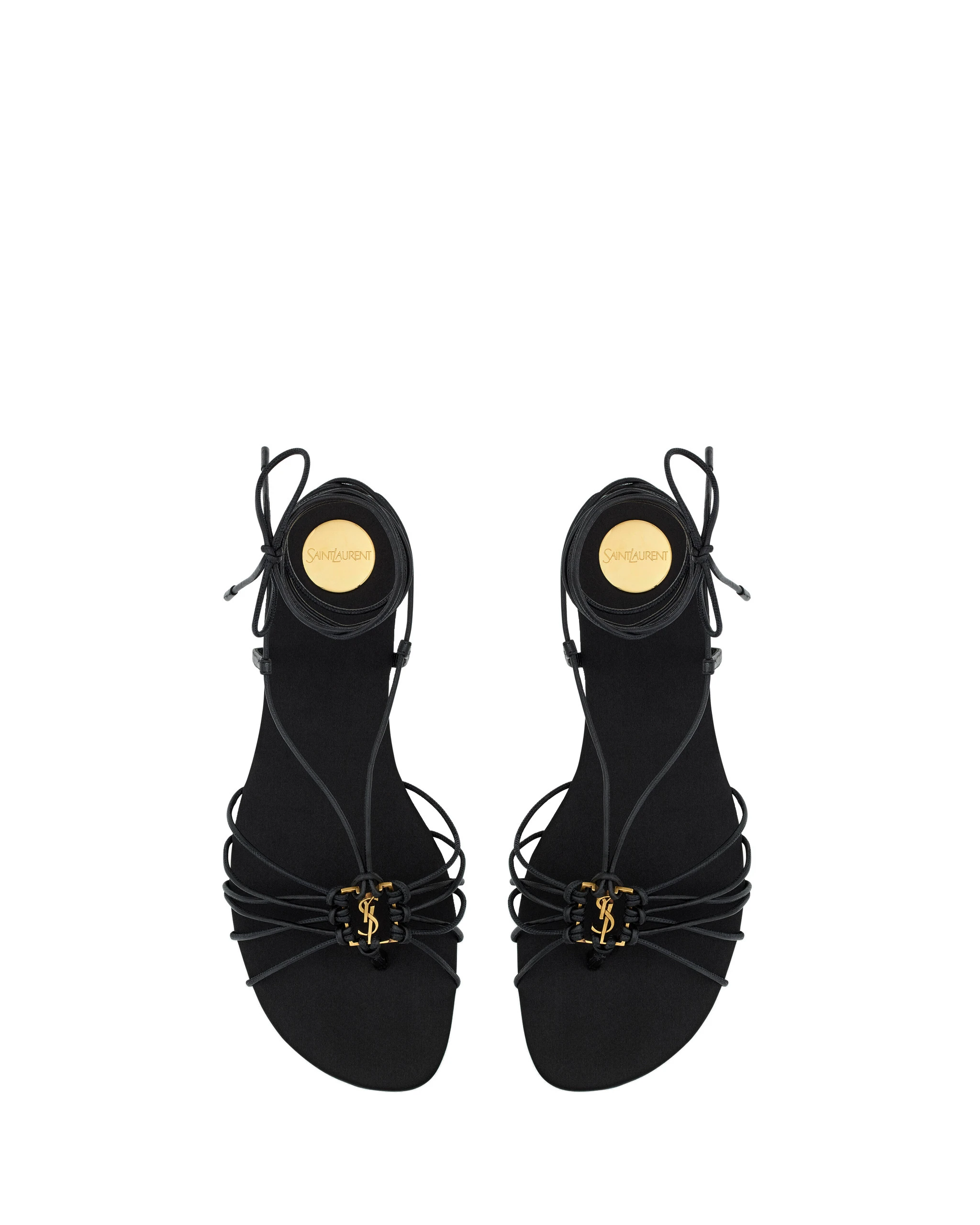 Saint Laurent Babylone Sandals with Laces in Smooth Leather Black Saint Laurent Babylone Sandals with Laces in Smooth Leather | Sandals