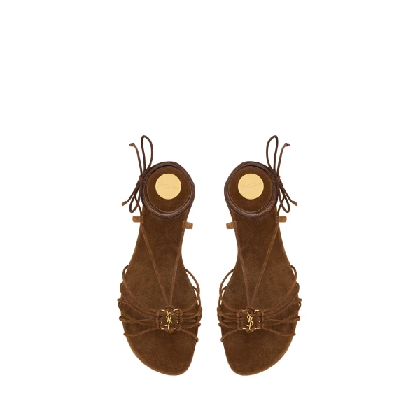 Brown Saint Laurent Babylone Sandals with Laces in Suede | Sandals