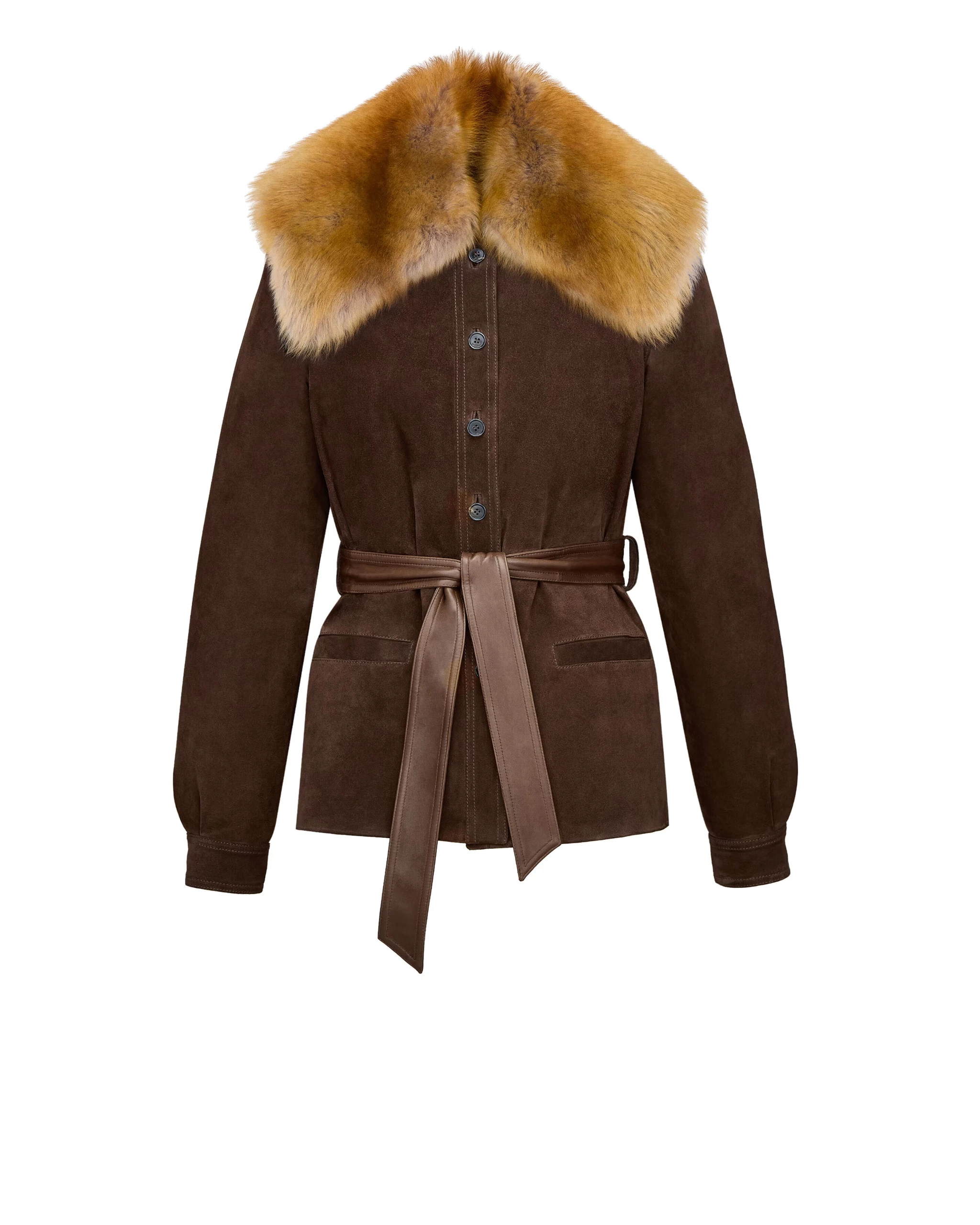 Saint Laurent Belted Jacket in Suede and Shearling Multicolour Saint Laurent Belted Jacket in Suede and Shearling | Shearling Jackets