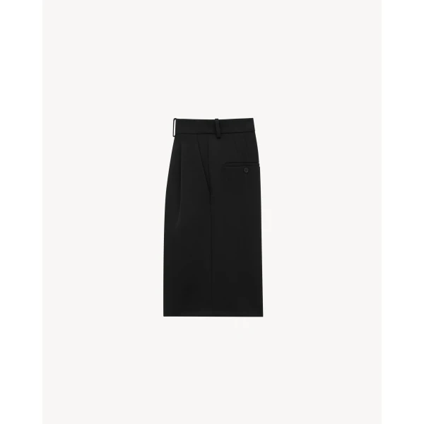 Black Saint Laurent Bermuda Shorts in Grain de Poudre, view 3 | Tailored pants