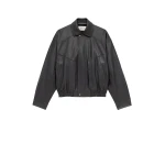 Black Saint Laurent Bomber Jacket in Grained Lambskin, Reglisse | Leather Jackets