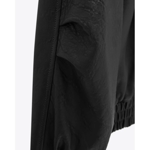 Black Saint Laurent Bomber Jacket in Lambskin, Black, view 5 | Leather Jackets